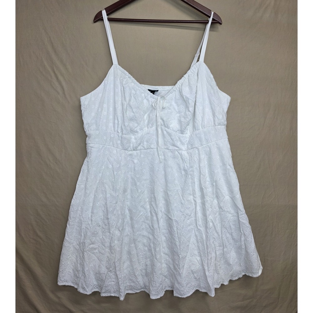 TORRID Fit and Flare Mini Dress Eyelet Tie Womens Sz 3X Cottage Milkmaid 3164